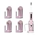 JDKAI Soporte para cepillo de dientes eléctrico, 4 cepillos de dientes, soporte para pared, sin agujeros, estante de almacenamiento ajustable para vaso de agua bucal para el baño, color rosa