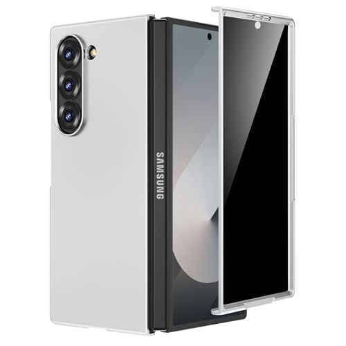 Maxdara for Z Fold 6 Slim Case, Galaxy Z Fold 6 Case with Privacy Screen Protector Support Wireless Charging Hard PC Shockproof Protective Phone Case for Samsung Galaxy Z Fold 6 (Sliver)