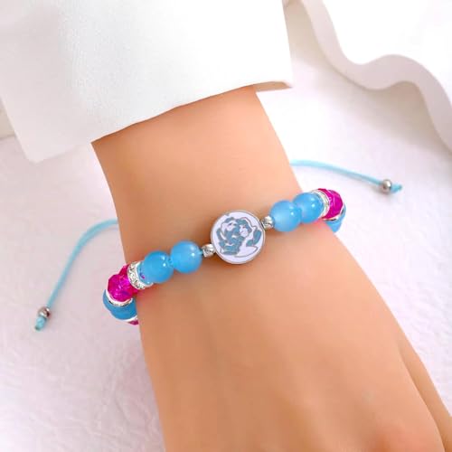 Chaîne de corde perlée bleue ajustable pour éviter les bracelets trop grands