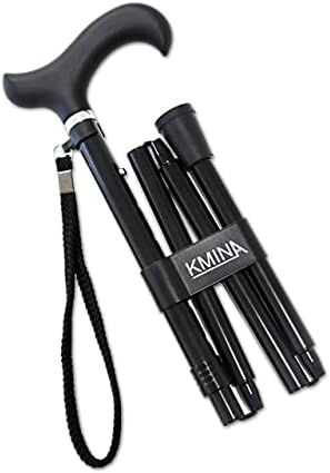 KMINA PRO - Folding Walking Sticks for Men, Walking Sticks for Women Disabled, Folding Walking Sticks for Ladies, Foldable Walking Stick Adjustable, Black Walking Canes for Men Aluminium