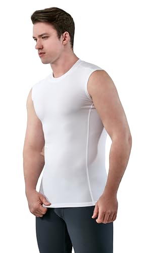 KISTA 3 Pack Men's Sleeveless Workout Shirts, Dry Fit Running Compression Cutoff Shirts, Athletic Base Layer Tank Top4