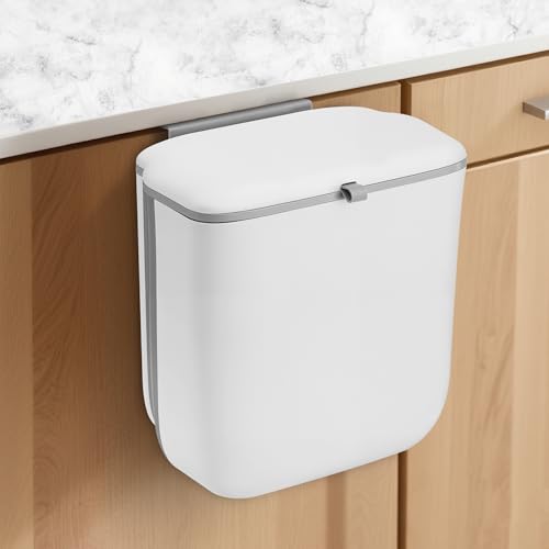 Fentar Cubo Basura Plegable, 10L Cubo Basura Colgante Blanco con ...