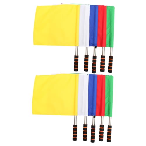 CIMAXIC Referee Flags Set 10pcs Green Yellow Red White for Athletic Competition