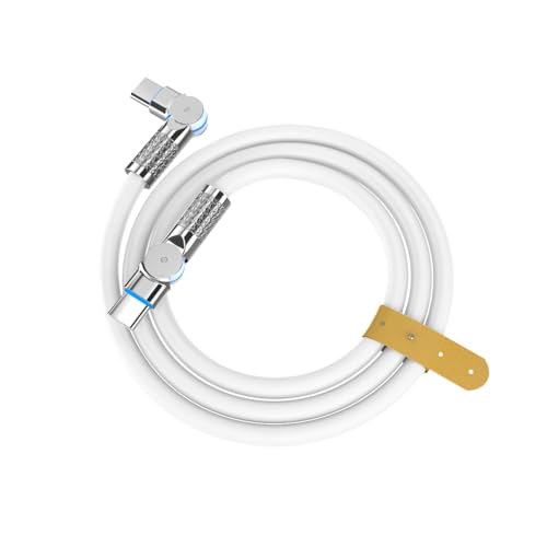 Image of Rubber Rotational Type-C to Type-C Cable, 6Ft /2M, 60W Fast Charging, Knurled Metal Finish, LED Charging Indicator, Durable and Flexible Design for Gaming | White