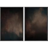 SIGNFORD Framed Canvas Print Wall Art Set Moody Dark Abstract Earth Tones Illustration Modern Art Decorative Nordic Nature for Living Room, Bedroom, Office - 16'x24'x2 Black