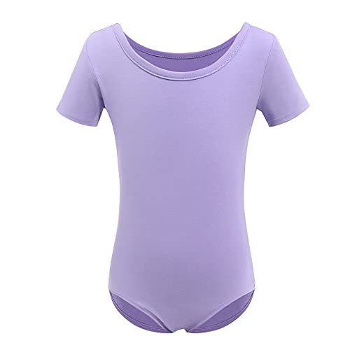 Justaucorps de danse fille lilas manches courtes coton tenue de sport