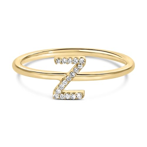 10K Yellow Gold Diamond Accent Initial "Z" Ring - Size 7