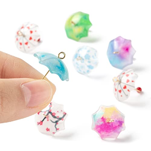 COGCHARGER 18 Pieces 9 Style Umbrella Charms Pendants Acrylic Umbrella Charms Printed Acrylic Pendants Mixed Color for Jewelry Earring Making Accessories - Image 2