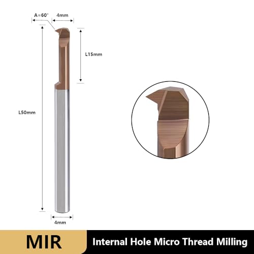 Image of Carbide MIR Inner Hole Micro Threaded Mills for Small Holes & Turning 5 Pcs MIR-4-A60-L15