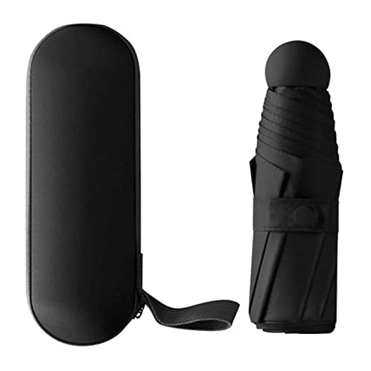 WAU!!! Paraguas pequeño y compacto para sol y lluvia, paraguas para hombre y mujer portátil, plegable y perfecto para viaje NEGRO