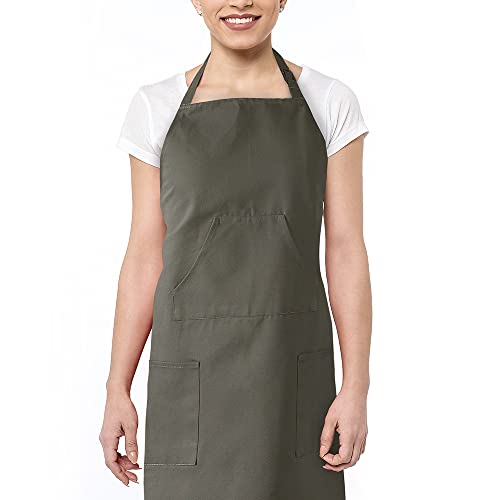 Image of HPD Half Price Drapes Aprons for Men Women with Large Pockets Adjustable Unisex PRTW-S03-AP Solid Cotton, 27 X 34 Inch, River Rock Grey