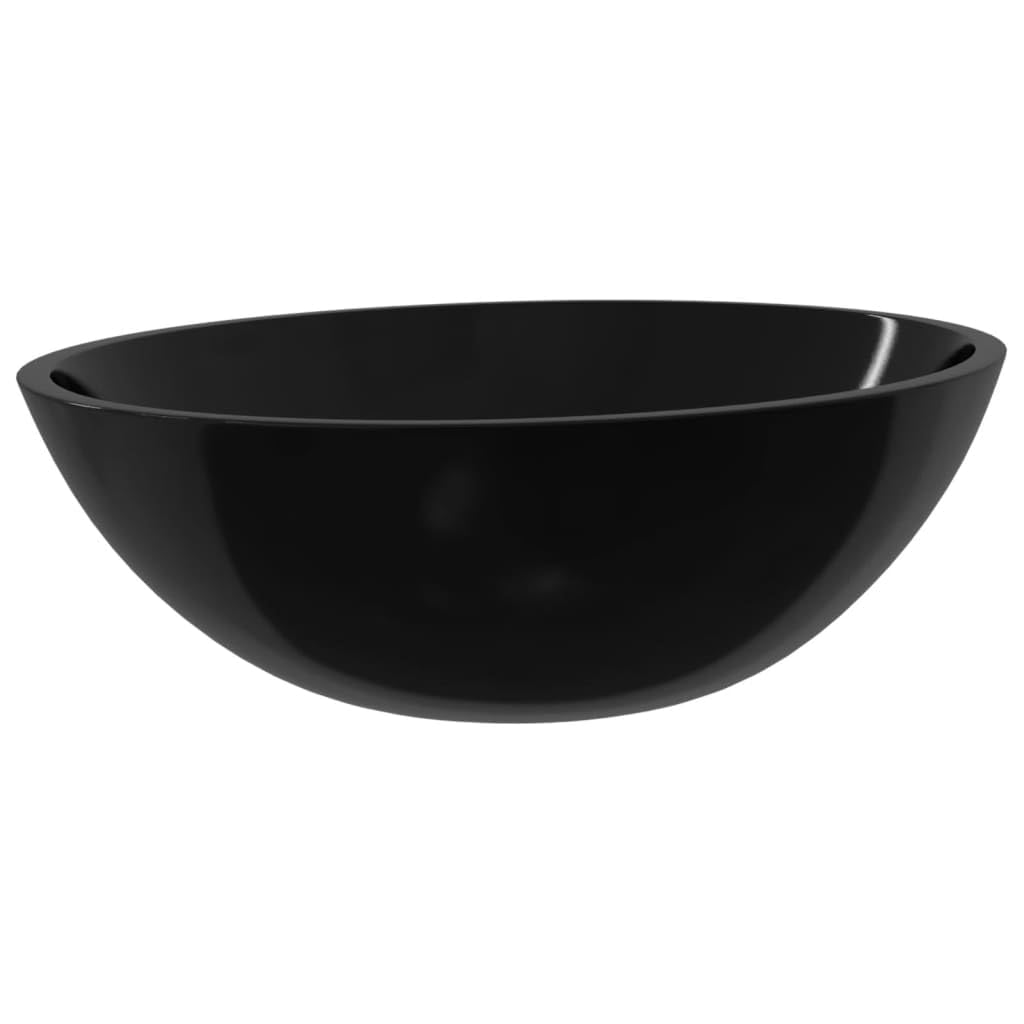 Lavabo de cristal duradero y resistente, 50 x 37 x 14 cm, color negro, moderno lavabo de cristal para baño, elegante lavabo de cristal para inodoro de mujer, transparente