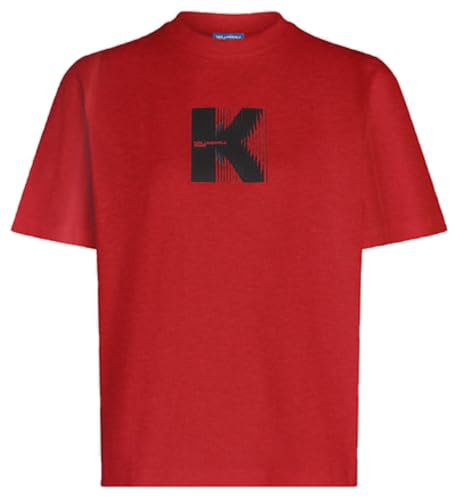 Karl Lagerfeld Jeans, Camiseta de Manga Corta Regular para Mujer, con Logotipo K, Corte Regular, Rojo Pompeya, M, Rojo, M