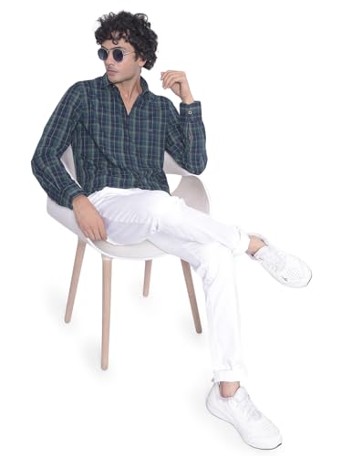 Image of Crimsoune Club Men's Navy Blue Checked Shirt