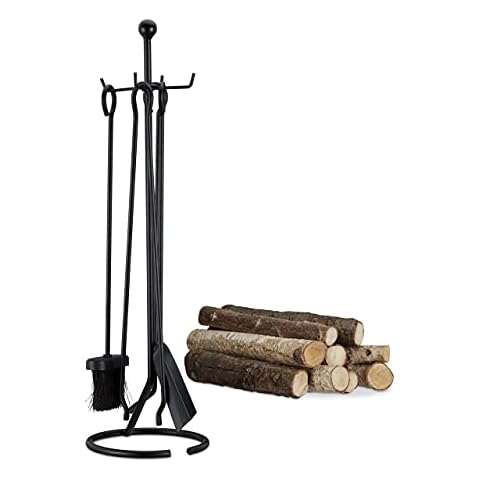 Juego de Utensilios de Chimenea Relaxdays con Soporte Cover