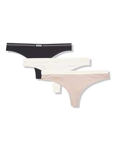 Catálogo de Hugo Boss Dama favoritos de las personas. 46 Boss - Paquete de 3 Tangas con Logotipo para Mujer, Tauple/Natural/Negro, Small