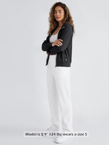 ODODOS Women's Full Zip Hoodie - Ultra Soft odSTRATUM Tech Performance Outfit UPF 50+ Relaxed Hooded Jacket with Pockets, Black Heather, X-Small - 3