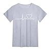 Women's Cute T Shirt Junior Tops Teen Girls Graphic Tees Love Shirts Women Happy Smile Face Tshirt Plus Size Loose Tees Shirts Grey #2