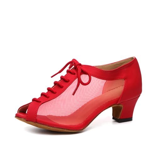 SWDZM Women Ballroom Dance Shoes Salsa Latin Practice Shoes Lace-up Teaching Dance Shoes,Model YCL504