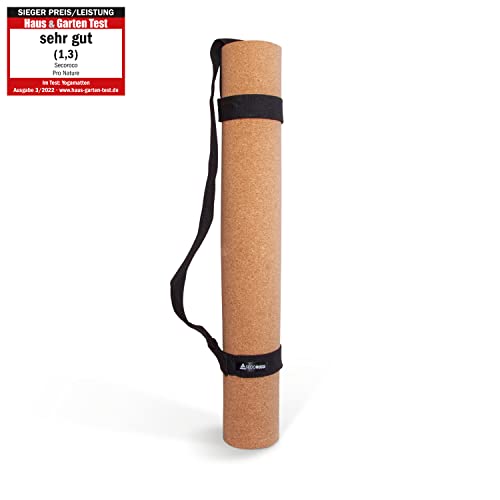 Yogamat Pro Comfort kurk extra groot 200x66cm met uitlijningsmarkeringen incl. draagriem en yogatas - Afbeelding 4