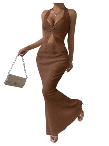 Image of SOLY HUX Women's Two Piece Outfits Twist Front Halter Cami Tops and Skirt Summer Set