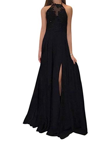 Onsoyours Damen Lange Abendkleid Hochzeit Bodenlang Partykleid Cocktailkleid Cabrio Wickelkleid V-Ausschnitt Festlich Kleid Rückenfrei Neckholder...