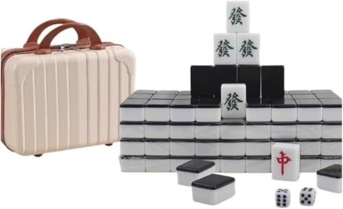 Juego de Mahjong con 144 fichas y caja portátil