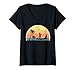 Femme Planche À Pagaie Coucher Du Soleil SUP Chien Stand Up Paddle T-Shirt avec Col en V