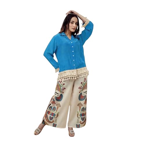 Image of Co Ord Set for Women Stylish Card Set Dress for Women Trendy Top with Plazo Pant Ladies Coord Outfit Modern Wear for Travel Office Casual Look Premium Two Piece Clothing Style