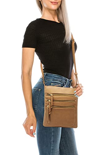 Image of Solene Crossbody Bag Functional Multi Pocket Messenger Purse Top Zip Closure Shoulder Handbag With Adjustable Strap