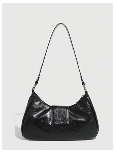 Image of QWINEE Women's Vintage Buckle Shoulder Bag Y2K Punk PU Leather Handbag Clutch Purse