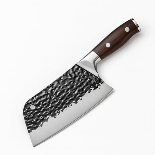 Machado Professional Damascus Serbian Full Tang Butcher Knife, Hand-Forged Precision, Ideal for Meat and Poultry