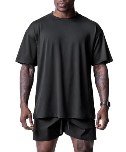 Rash Guard Homme à Manches Courtes pour Surf et Pêche en Mer Noir M