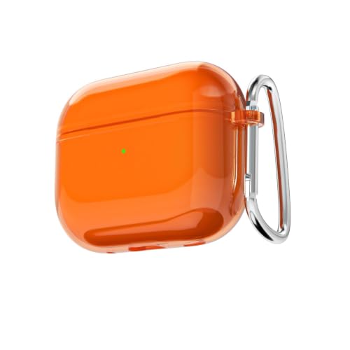 LoeoeL for Airpods 4/5 Case Clear, Transparent Silicone Cute Girly Airpods 4/ 5th Generation Case with Keychain, Hard Shell Plastic Airpods Cover Accessories for Women Girls, Neon Orange
