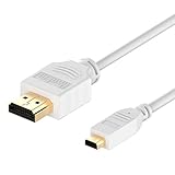 Micro HDMI to HDMI Cable, Rankie 6FT High-Speed HDMI to Micro HDMI HDTV Cable - Supports Ethernet, 3D, 4K and Audio Return 6FT (White) - R1106A
