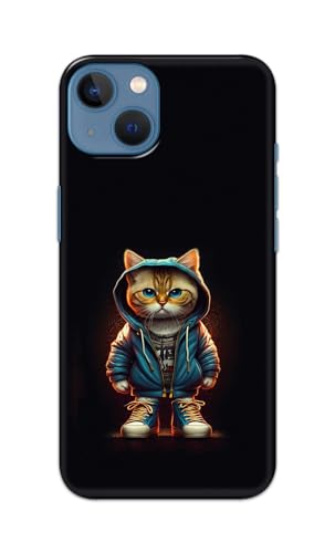 Image of Plastic Printfidaa Printed Hard Back Cover Case For Apple Iphone 13 Back Cover (Hipster Cat) -112, Multicolor