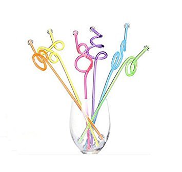 Astra shop 10pcs Random Color Swirl Swizzle Sticks/ Martini Cocktail Picks/ Fancy Bartender Rods/ Milks Coffee Tirrer/ Fun Frozen Drink Stirrers