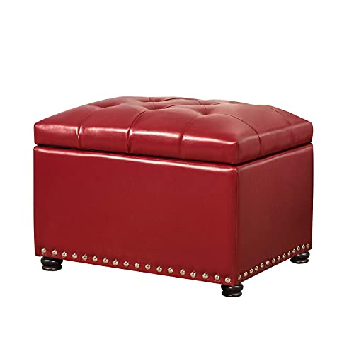 Jovecoleatherstorageottoman24rectanglesquarebenchfootreststoolforbedroomlivingroomred  Urban Country Home Decor Joveco leather storage ottoman 24 rectangle square bench foot rest stool for bedroom living room red  urban country home decor