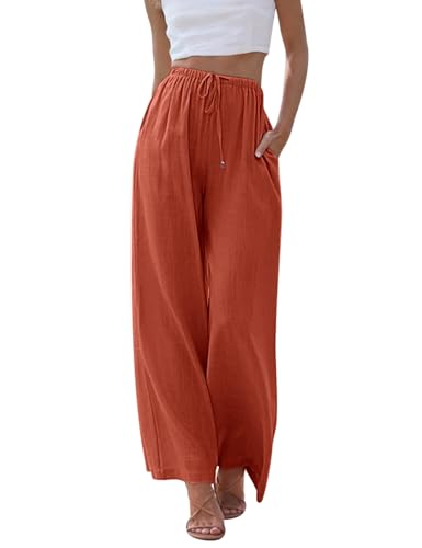Image of UMIPUBO Womens Linen Pants Flowy Palazzo Wide Leg Pants