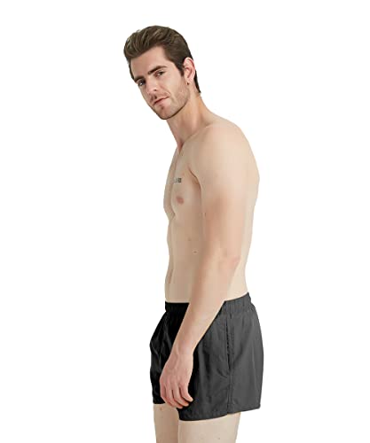 3 Inch Mens Swim Shorts Quick Dry Short Dark Grey Swim Trunks for Men Summer Suits M4