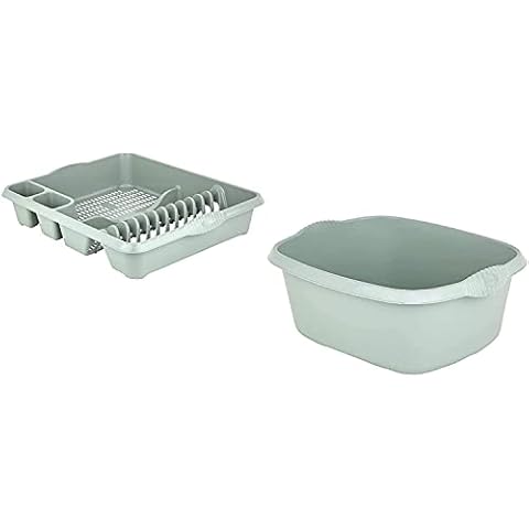HOMION Plastic Washing Up Bowl & Dish Drainer Set Cover