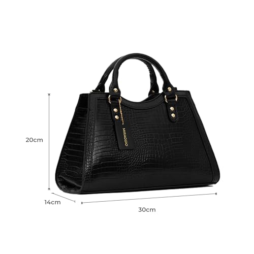 Image of Miraggio Willow Croc-Textured Handbag for Women with Detachable & Adjustable Sling /Crossbody Bag