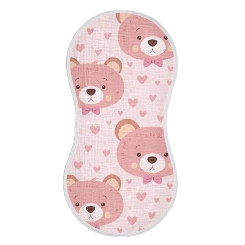 Teddy Bear Cotton Muslin Burp Cloths Breathable Burp rag for boy and Girl Set of 2, 22x11in2