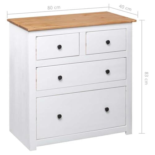 Aparador de madera maciza de pino estilo Panama con 4 cajones blanco 3