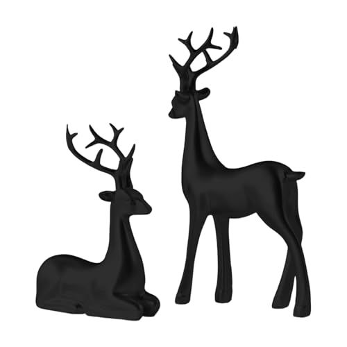 ZYHARUKO Helle Rentierfigur aus Kunstharz, Weihnachtsdekoration, bunt, für Familienfeiern, Kunstharz