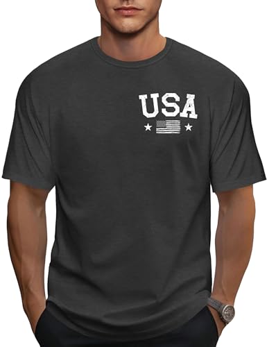 Image of Ithalt Men's American Flag Shirt 4th of July T-Shirt USA Patriotic Tee Shirt Independence Day Top