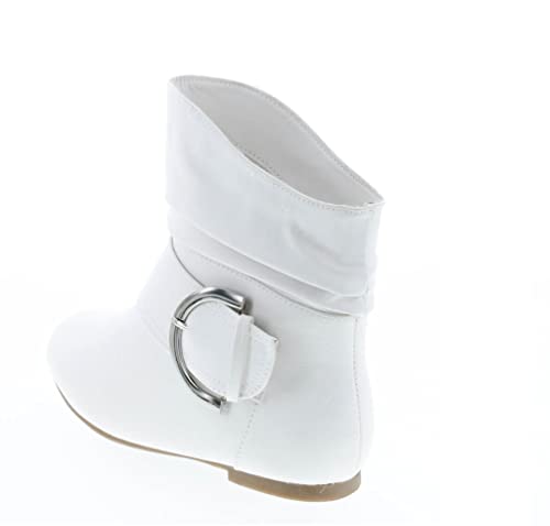 TOP Moda Women's Ankle Booties Buckle Mid Calf Buckle Slouch Flat Heel Strap Fashion Shoes3