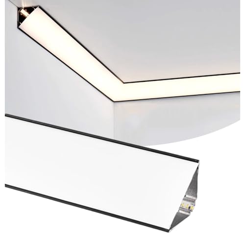 DGLILUAN 6 Pack 3.2ft LED Channel Aluminum Crown Moulding LED Diffuser Track for Ceiling Indirect Lighting Top Corner Aluminum Strip for Ceiling Lighting Cornice Coving Decor (Black)