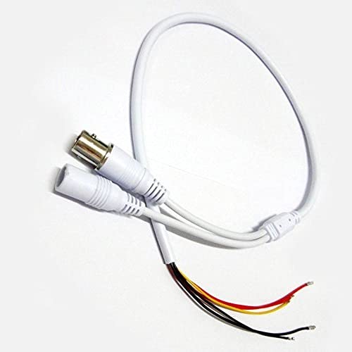 5 Pin/50cm Long Analog BNC F video and DC Jack Female Cord CCTV, AHD, TVI, CVI & 1080P Camera Power HD Color Cable Ideal for Cameras & Photography (White)