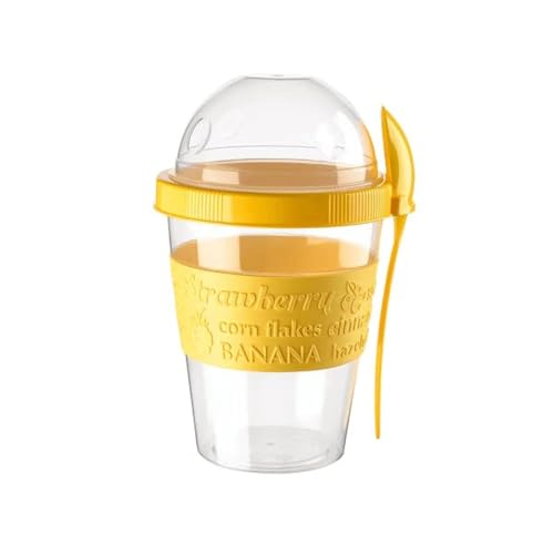 GanoOne Breakfast On the Go Cups, taza de yogur para llevar con recipiente de cereales o avena, recipiente portátil para cereales de yogur Lux con tapa superior, granola y compartimento de frutas